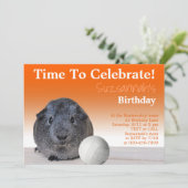 かわいいモルモットのバレーボール オーダーメイド 誕生日パーティー 招待状 (スタンド正面)