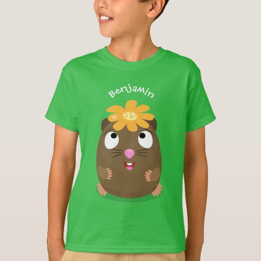 かわいいモルモットの幸せな漫画イラスト Tシャツ (正面)