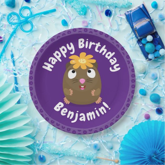 かわいいモルモットの漫画パーソナライズされた誕生日 ペーパープレート (パーティー)