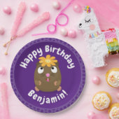 かわいいモルモットの漫画パーソナライズされた誕生日 ペーパープレート (パーティー)