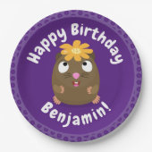 かわいいモルモットの漫画パーソナライズされた誕生日 ペーパープレート (正面)
