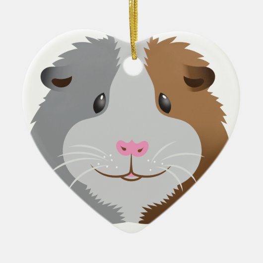 かわいいモルモットの顔 セラミックオーナメント (正面)