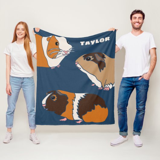 かわいいモルモットイラストレーション パーソナライズされた フリースブランケット (インサイチュ)