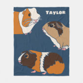 かわいいモルモットイラストレーション パーソナライズされた フリースブランケット (正面)