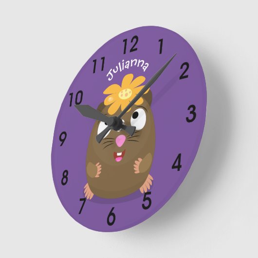 かわいいモルモットハッピー漫画イラストレーション ラウンド壁時計 (傾斜)