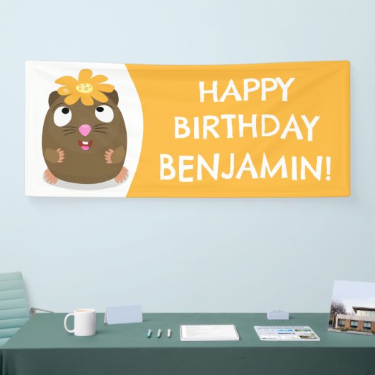 かわいいモルモットパーソナライズされた漫画の誕生日 横断幕 (トレードショー)