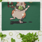 かわいいモルモットベジクリスマス！スプラウト・ジャグラー キッチンタオル (折り畳み)