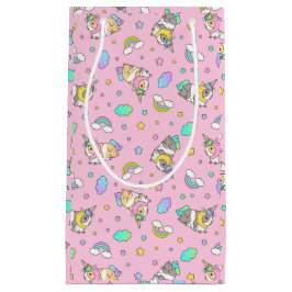 かわいいモルモット一角獣ピンク スモールペーパーバッグ