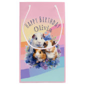 かわいいモルモット動物のかわいらしハッピーバースデー スモールペーパーバッグ (裏面)