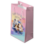 かわいいモルモット動物のかわいらしハッピーバースデー スモールペーパーバッグ (裏面アングル)