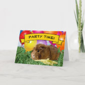 かわいいモルモット子供の誕生日パーティーの風船 招待状 (正面)