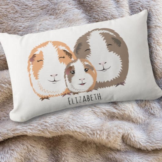 かわいいモルモット家族の枕 ランバークッション