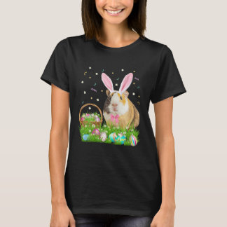 かわいいモルモット復活祭バニー卵イースターコスト Tシャツ