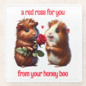 かわいいモルモット愛して赤いバラの交換|過去記事 ガラスコースター (正面)