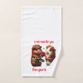 かわいいモルモット愛して赤いバラの交換|過去記事 バスタオルセット (ハンドタオル)