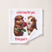 かわいいモルモット愛して赤いバラの交換|過去記事 バスタオルセット (ウォッシュタオル)