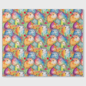 かわいいモルモット柄 ラッピングペーパー (フラット)