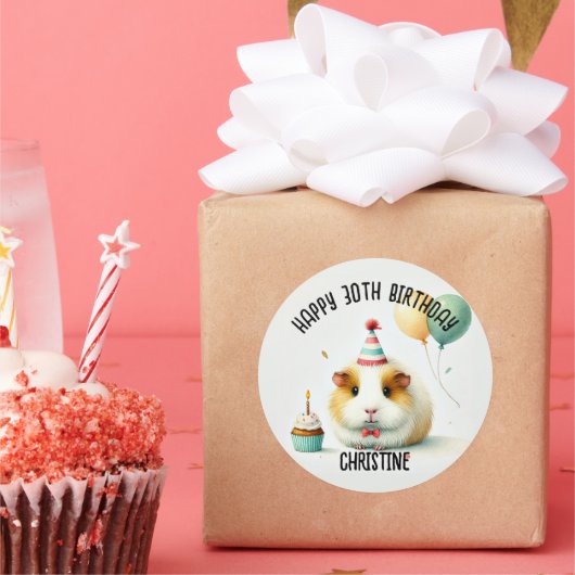 かわいいモルモット誕生日パーティーの好意 ラウンドシール (パーティー)