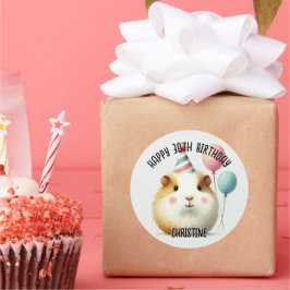かわいいモルモット誕生日パーティーの好意 ラウンドシール