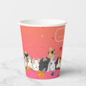 かわいいモルモット誕生日パーティー紙カップ 紙コップ (正面)