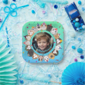 かわいいモルモット誕生日パーティーGREEN-BLUE ペーパープレート (パーティー)