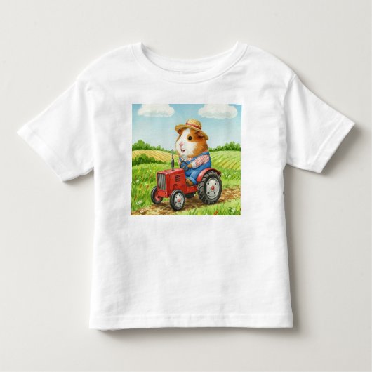 かわいいモルモット農家オントラクターインフィールドTシャツ トドラーTシャツ (正面)