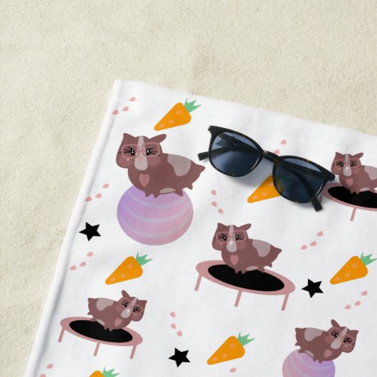 かわいいモルモット運動 ビーチタオル (インサイチュ)