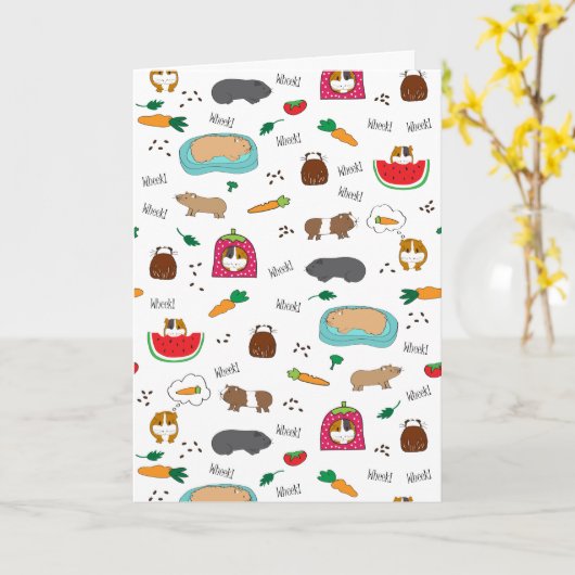 かわいいモルモット カード (黄色い花)