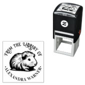 かわいいモルモット ケービー 図書館 本の名前 セルフインキングスタンプ (インサイチュ)