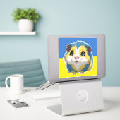 かわいいモルモット シール (デスク上のノートパソコン)