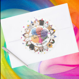 かわいいモルモット&バルーン誕生日パーティー ラウンドシール