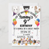 かわいいモルモット&バルーン誕生日パーティー 招待状 (正面)