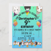 かわいいモルモット&バルーン誕生日パーティー 招待状 (正面)