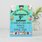 かわいいモルモット&バルーン誕生日パーティー 招待状 (スタンド正面)