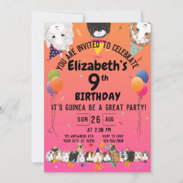 かわいいモルモット&バルーン誕生日パーティー 招待状