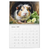 かわいいモルモット 動物好き 水彩 月間 カレンダー (1月 2027)