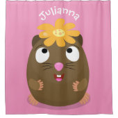 かわいいモルモットhappy cartoonイラストレーション シャワーカーテン (正面)