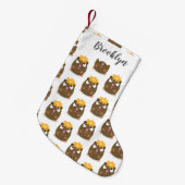 かわいいモルモットhappy cartoonイラストレーション スモールクリスマスストッキング (正面 (吊り時))