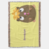 かわいいモルモットhappy cartoonイラストレーション スローブランケット (正面縦)