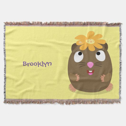 かわいいモルモットhappy cartoonイラストレーション スローブランケット (正面)