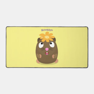 かわいいモルモットhappy cartoonイラストレーション デスクマット