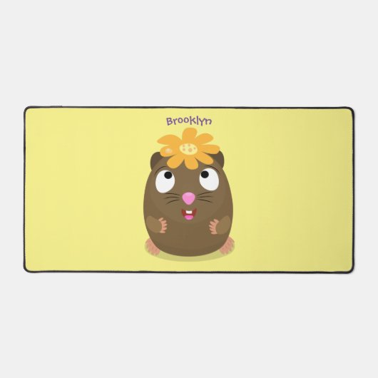 かわいいモルモットhappy cartoonイラストレーション デスクマット (正面)