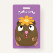 かわいいモルモットhappy cartoonイラストレーション バッジ (正面)