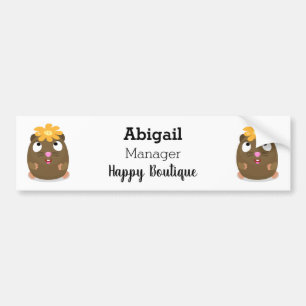 かわいいモルモットhappy cartoonイラストレーション バンパーステッカー