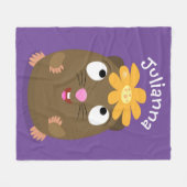 かわいいモルモットhappy cartoonイラストレーション フリースブランケット (正面(横))