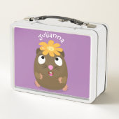 かわいいモルモットhappy cartoonイラストレーション メタルランチボックス (裏面)