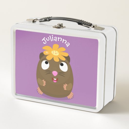 かわいいモルモットhappy cartoonイラストレーション メタルランチボックス (正面)