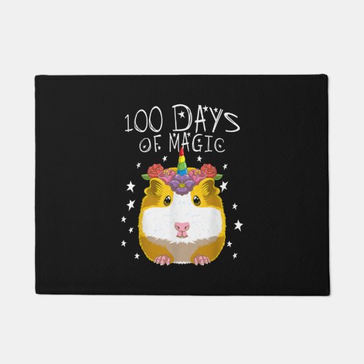 かわいいモルモットunicorn 100日の魔法in schooo ドアマット (正面)