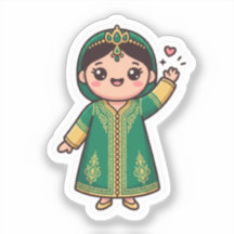 かわいいモロッコのカフタン 伝統的な緑のドレス