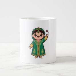 かわいいモロッコのカフタン 伝統的な緑のドレス ジャンボコーヒーマグカップ